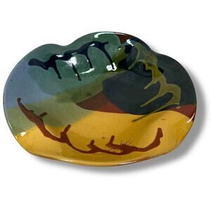 Vintage Vallauris Redware Abstract Ceramic Bowl‎ 10.5" Glossy Glaze France 1970s